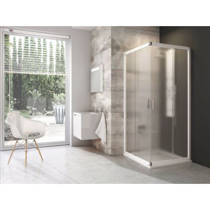Ravak 1LV40100ZG - Rohový štvordielny sprchový kút BLIX 80x80 cm biely