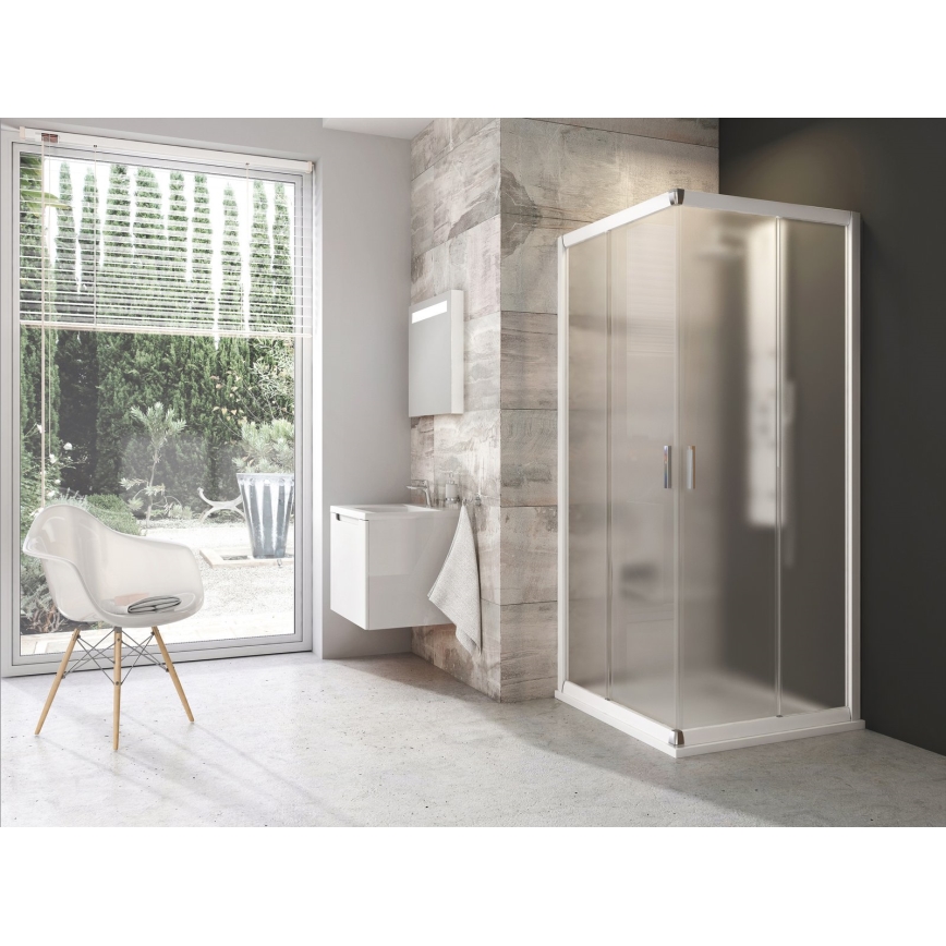 Ravak 1LV40100ZG - Štvordielny rohový sprchovací kút BLIX 80x80 cm biely