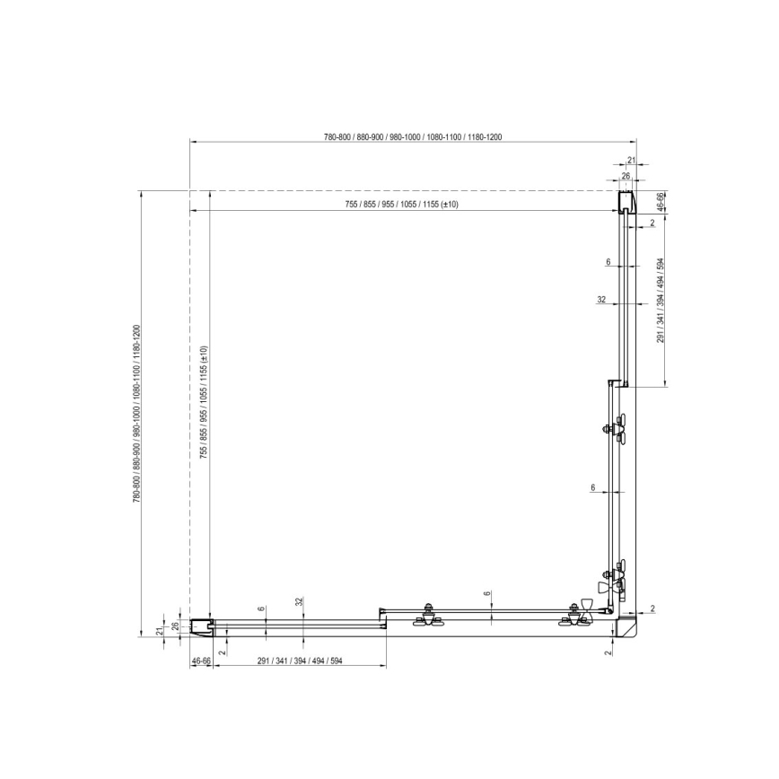 Ravak 1LV40100ZG - Štvordielny rohový sprchovací kút BLIX 80x80 cm biely