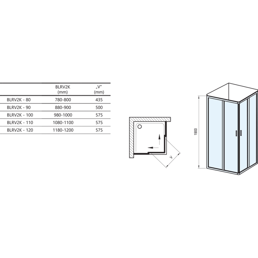 Ravak 1XV70C00Z1 - Sprchové dvere BLIX 90x90 cm lesklý chróm
