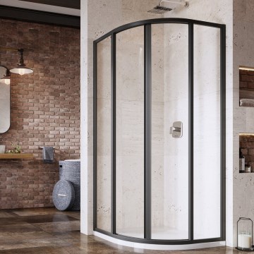 Ravak 3114O302Z1 - Sprchový kút štvordielny štvrťkruhový SUPERNOVA 80x80 cm čierny