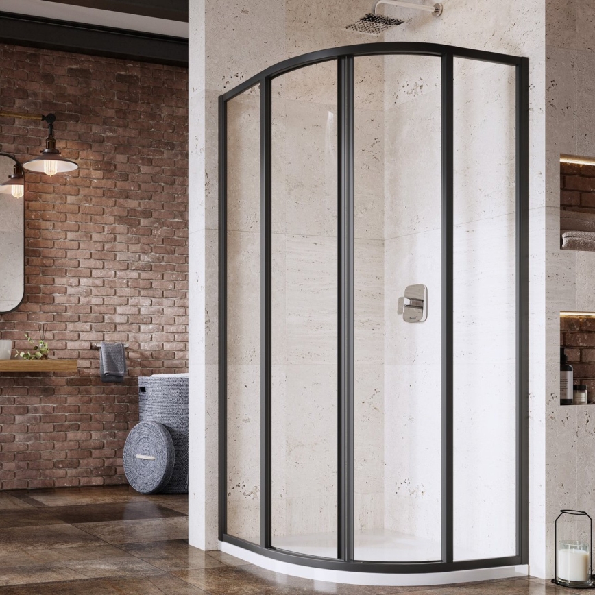 Ravak 3114O302Z1 - Sprchový kút štvordielny štvrťkruhový SUPERNOVA 80x80 cm čierny
