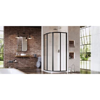 Ravak 3114O302Z1 - Sprchový kút štvordielny štvrťkruhový SUPERNOVA 80x80 cm čierny