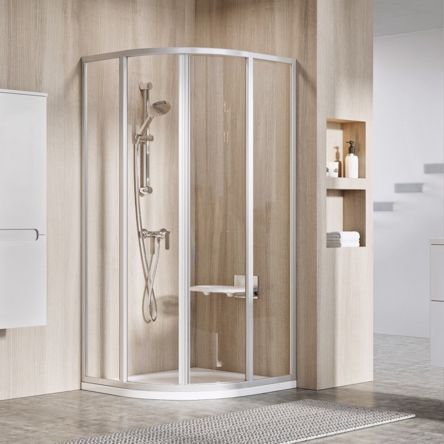 Ravak 3114OU02Z1 - Štvordielny štvrťkruhový sprchovací kút SUPERNOVA 80x80 cm satinovaný