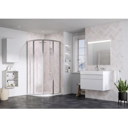 Ravak 3114OU02Z1 - Štvordielny štvrťkruhový sprchovací kút SUPERNOVA 80x80 cm satinovaný