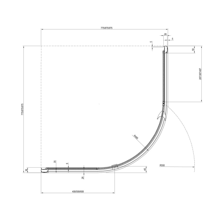 Ravak 37677U00Z1 - trojdielny štvrťkruhový sprchový kút PIVOT 90x90 cm satin