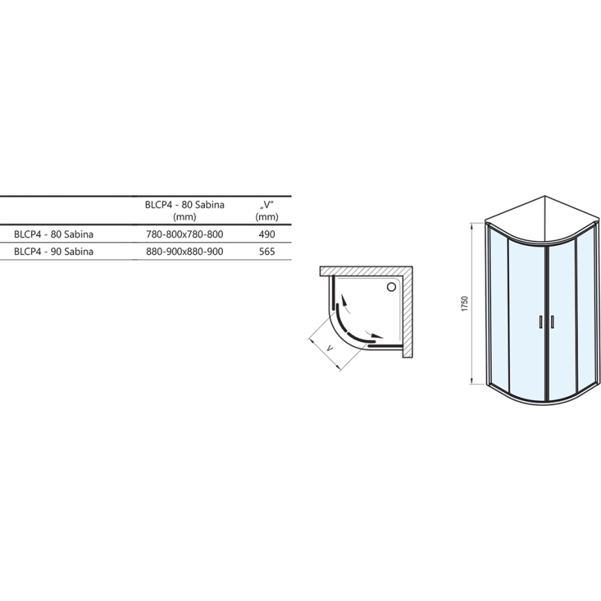 Ravak 3B240U40ZG - Sprchový kút štvordielny štvrťkruhový BLIX 80x80 cm satin