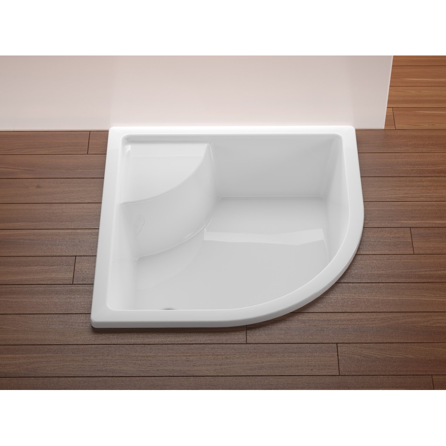Ravak A217001020 - Štvrťkruhová sprchová vanička SABINA 90x90 cm biela