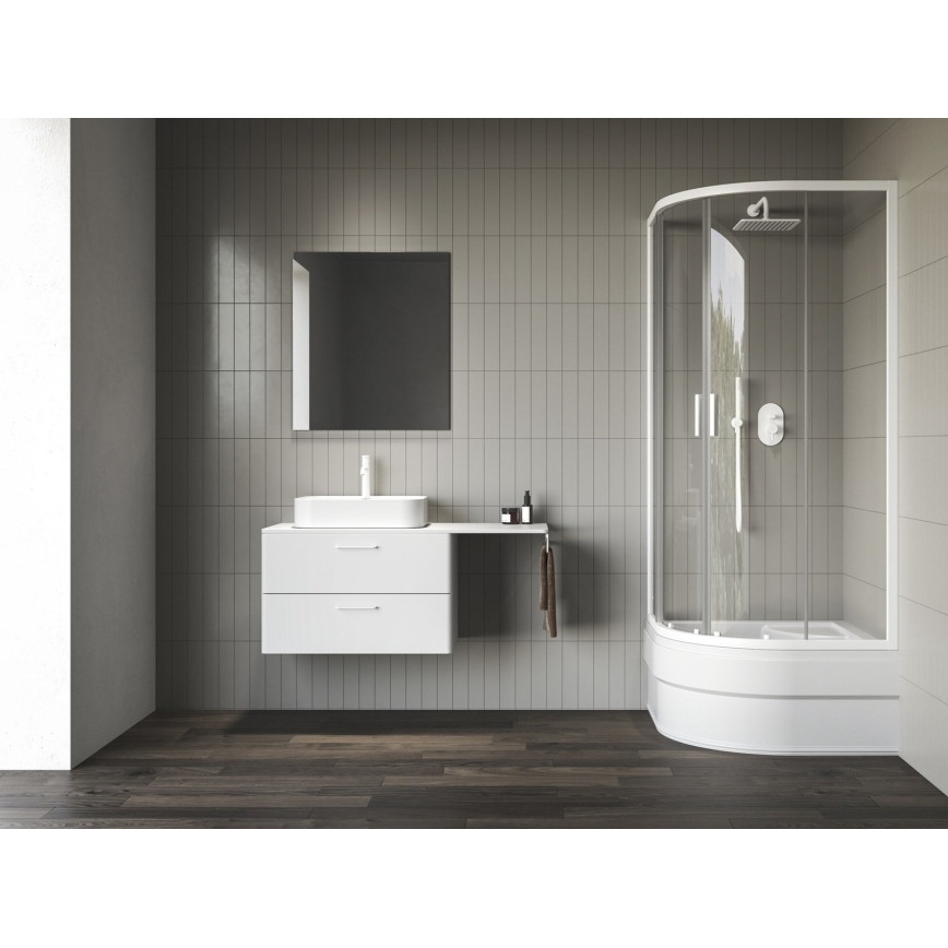 Ravak A217001020 - Štvrťkruhová sprchová vanička SABINA 90x90 cm biela