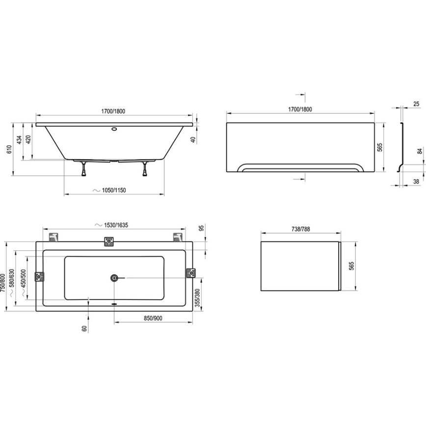 Ravak C691000000 - Vaňa FORMY 170x75 cm akrylát/biela