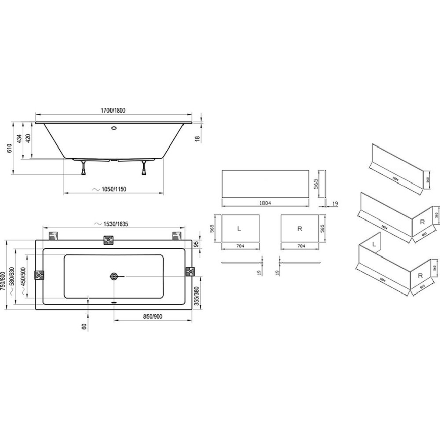 Ravak C691300000 - Kad FORMY 170x75 cm akril/bela