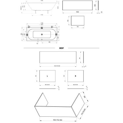 Ravak C921300000 - Vaňa CITY SLIM 180x80 cm akrylát/biela