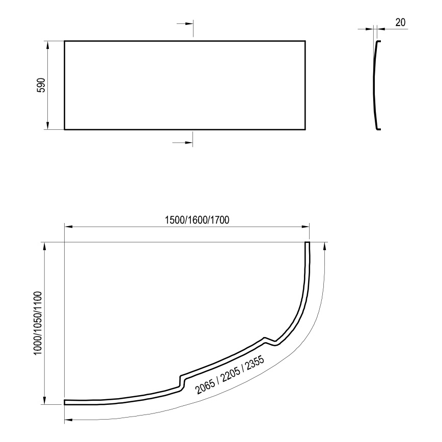 Ravak CZ49100000 - Čelný panel pre vaňu ASYMMETRIC 170 cm, akrylát/biela