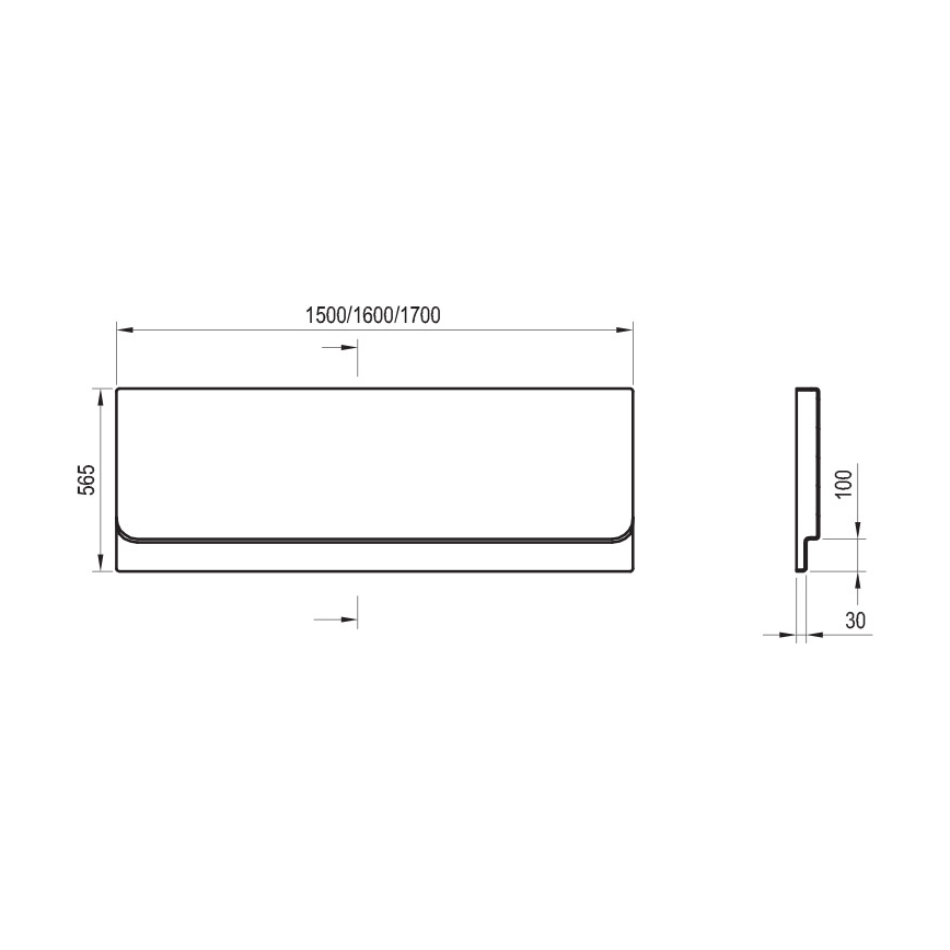 Ravak CZ73100A00 - Predný panel pre vaňu CHROME 160 cm akrylát/biela