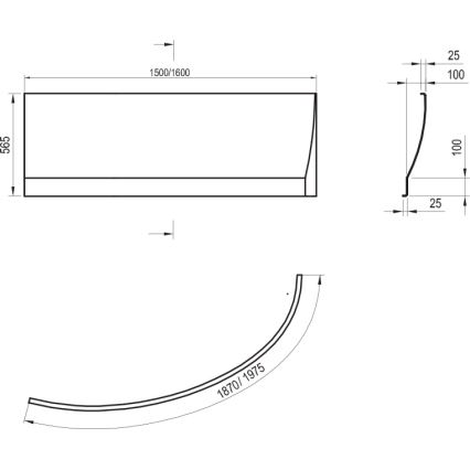 Ravak CZQ1000A00 - Panel k vani AVOCADO 160 cm akrylát/biela