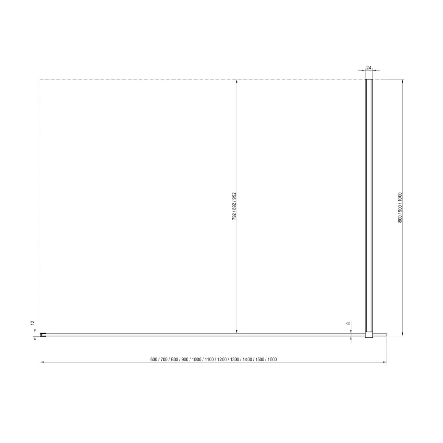 Ravak GW9WA030SZ1 - Sprchový kút WALK-IN 100x200 cm čierny