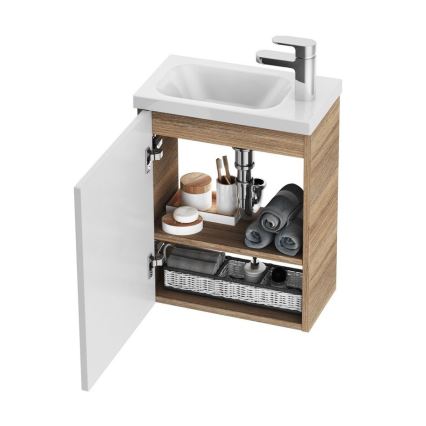 Ravak X000000540 - Dvierka ku skrinke pod umývadlom ľavé chrómové 37,5x53 cm biele