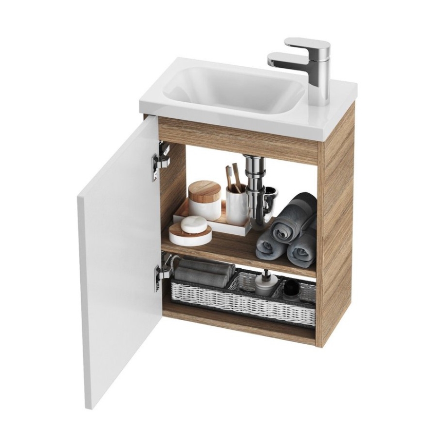 Ravak X000000540 - Dvierka ku skrinke pod umývadlom ľavé chrómové 37,5x53 cm biele