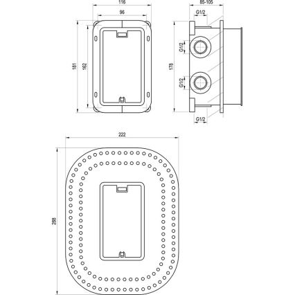 Ravak X070074 - Základné teleso pre podomietkové batérie R-BOX MULTI 18,1x11,6 cm