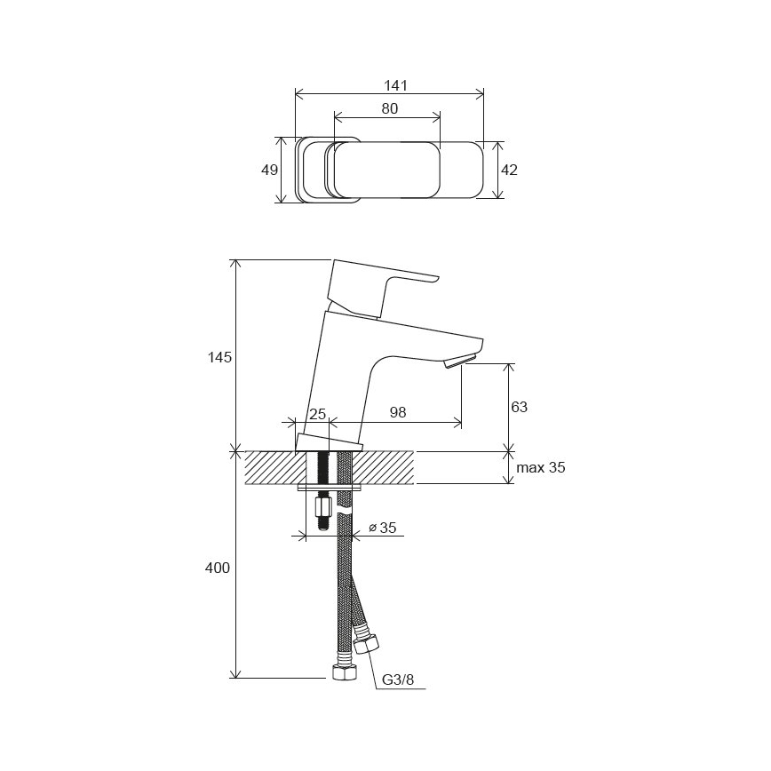 Ravak X070148 - Umývadlová batéria FREE 14,4 cm čierna