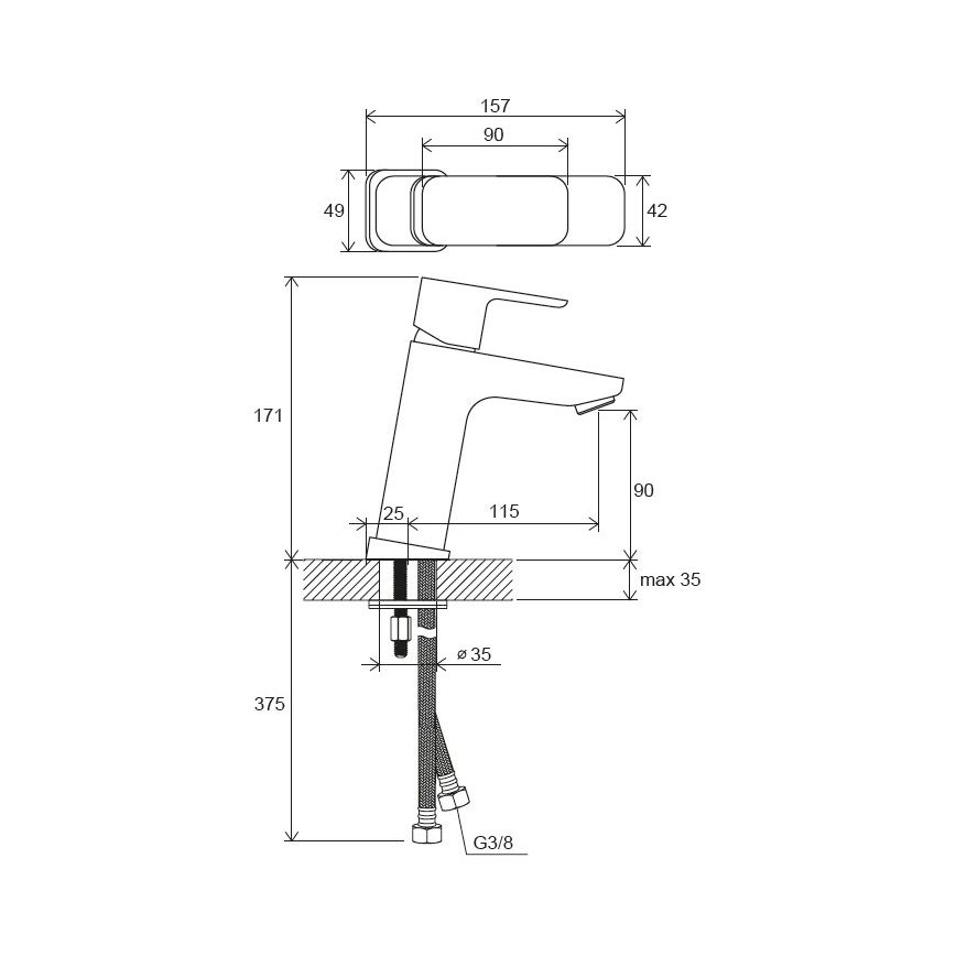 Ravak X070150 - Umývadlová batéria FREE 17,2 cm čierna