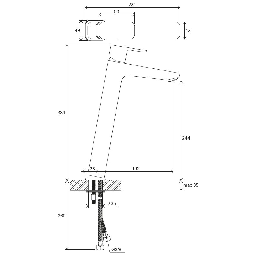 Ravak X070151 - Umývadlová batéria FREE 33,4 cm čierna