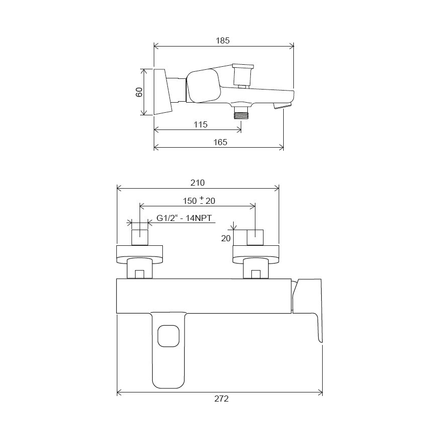 Ravak X070152 - Vaňová batéria FREE čierna