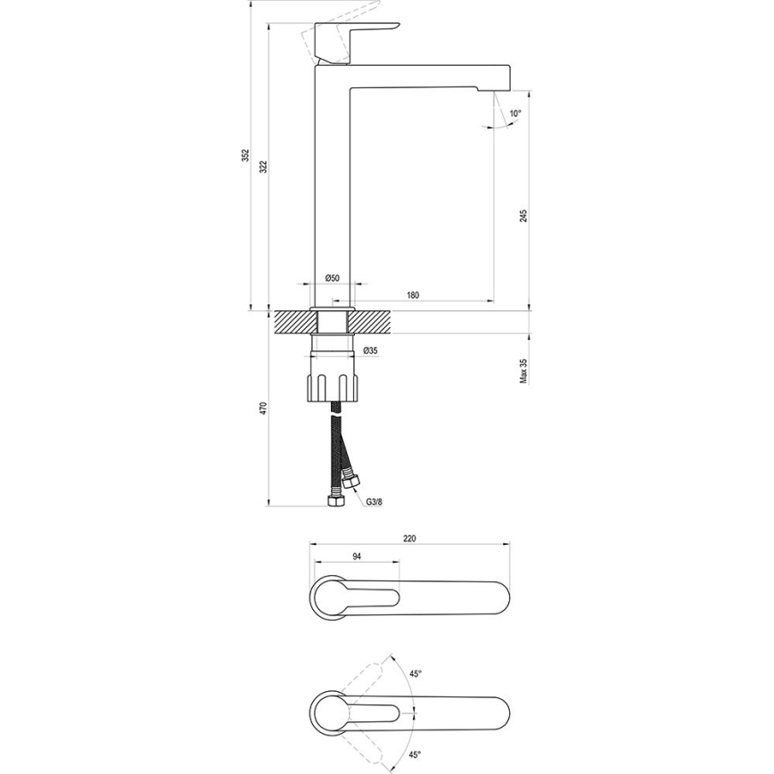 Ravak X070182 - Umývadlová batéria PURI 32,2 cm čierna