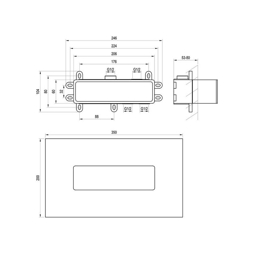 Ravak X070233 - Základné teleso pre podomietkové batérie R-BOX 10,4x24,6 cm