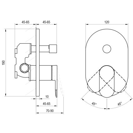 Ravak X070466 - Sprchová batéria pre podomietkovú inštaláciu CHROME čierna