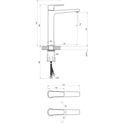 Ravak X070478 - Umývadlová batéria LIFE 28 cm čierna