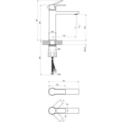Ravak X070489 - Umývadlová batéria SOLAR 23 cm čierna