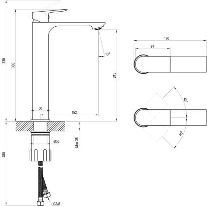 Ravak X070653 - Umývadlová batéria PLAN 30 cm kartáčovaný grafit