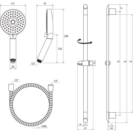 Ravak X07P177 - Sprchová súprava v lesklom chróme