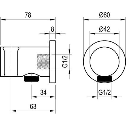 Ravak X07P572 - Držiak sprchy s vývodom 7,8x6 cm čierny