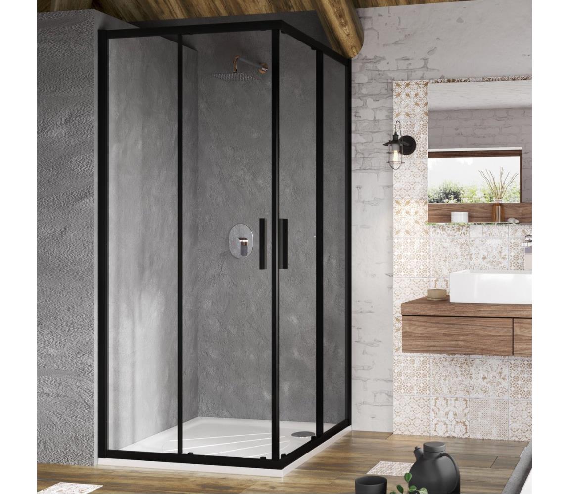 Ravak X1LM70300Z1 - Rohový štvordielny sprchový kút BLIX SLIM 90x90 cm čierna X1LM70300Z1