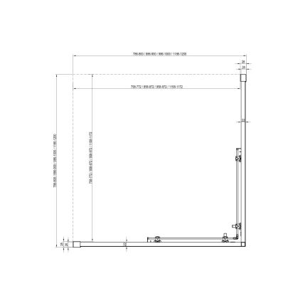 Ravak X1LM70300Z1 - Rohový štvordielny sprchový kút BLIX SLIM 90x90 cm čierna