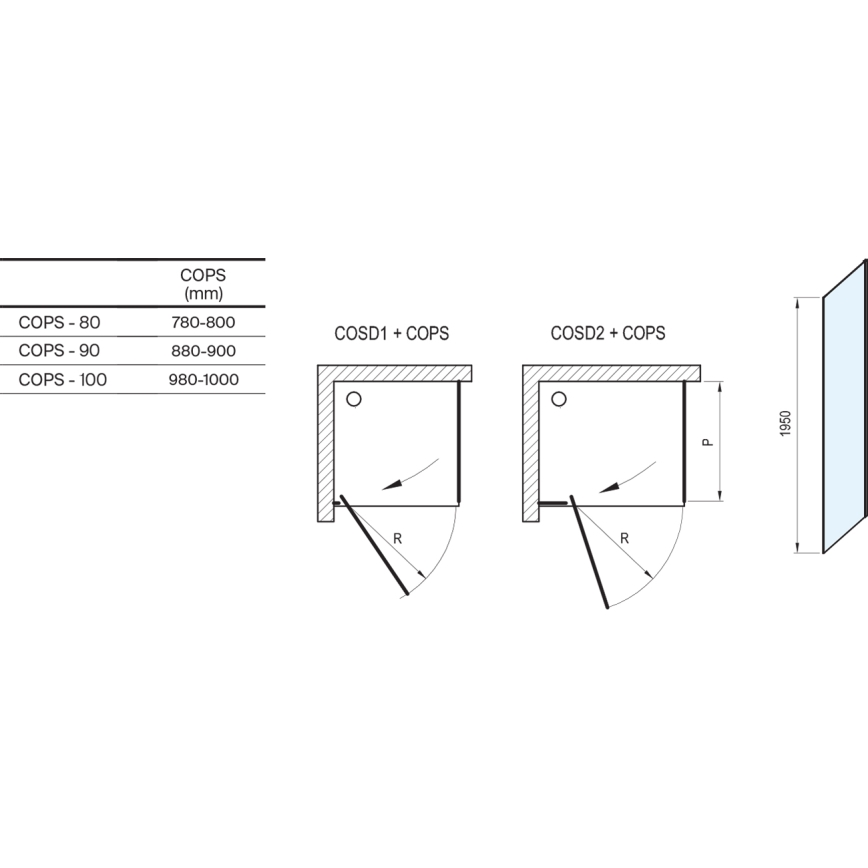 Ravak X9VVA0300Z1 - Pevná sprchová stena COOL 100x195 cm čierna