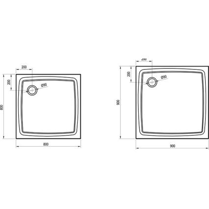 Ravak XA034411010 - Sprchová vanička štvorcová PERSEUS 80x80 cm biela