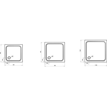 Ravak XA047701010 - Štvorcová sprchová vanička PERSEUS 90x90 cm biela