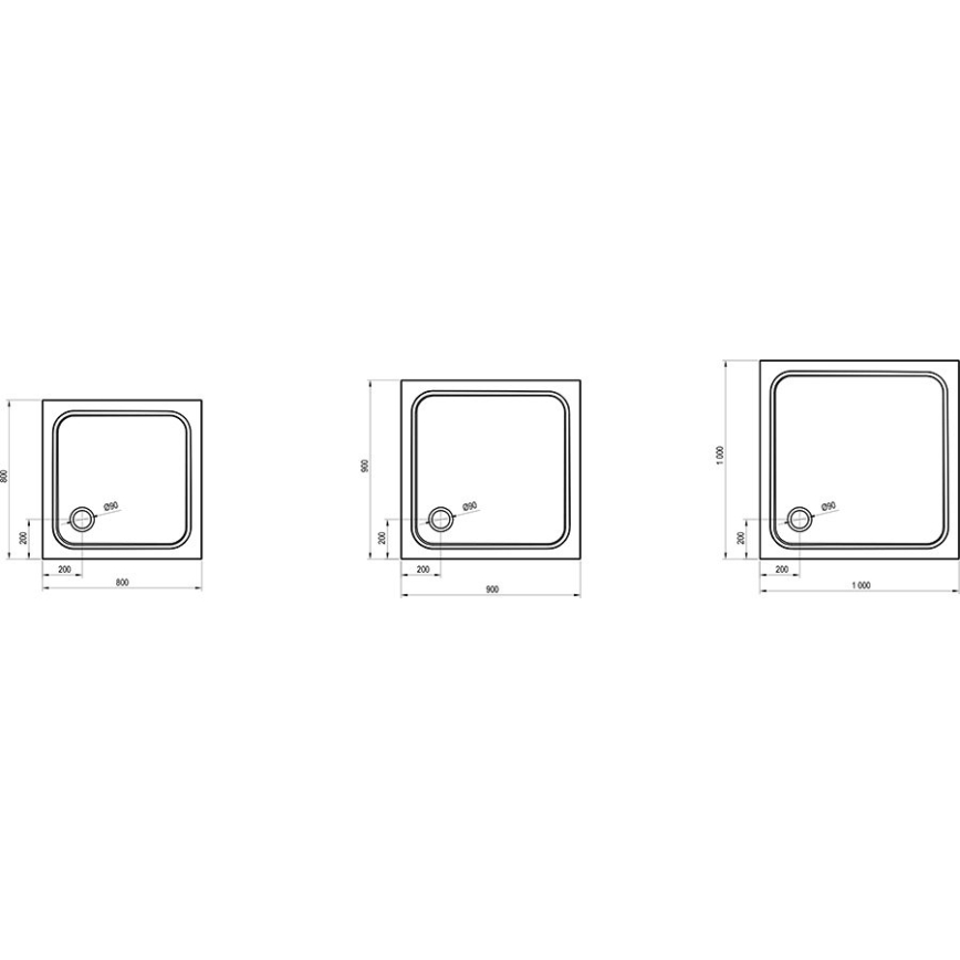Ravak XA047701010 - Štvorcová sprchová vanička PERSEUS 90x90 cm biela