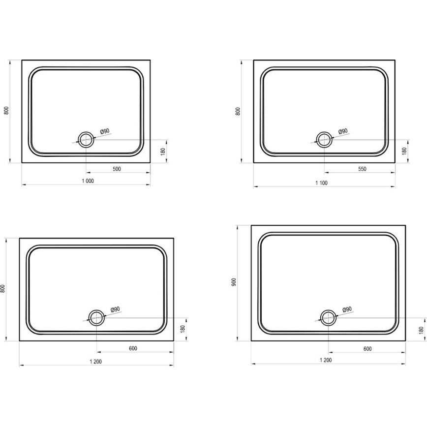 Ravak XA04A701010 - Sprchová vanička obdĺžniková GIGANT 100x90 cm biela