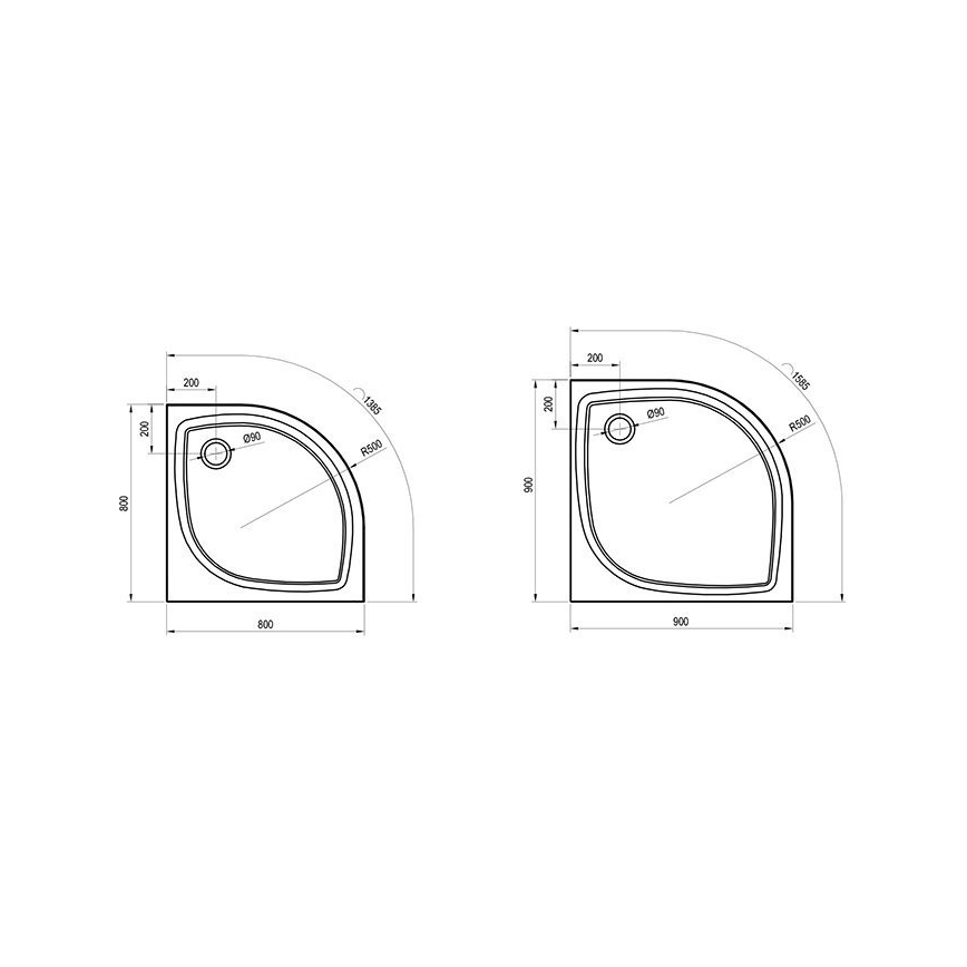 Ravak XA237711010 - Štvrťkruhová sprchová vanička ELIPSO 90x90 cm biela