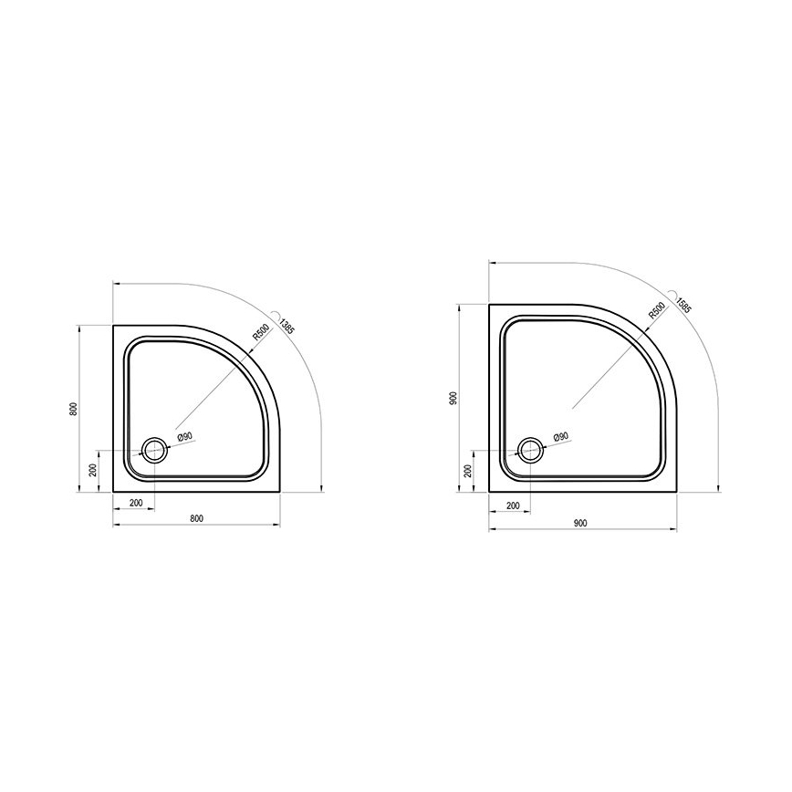 Ravak XA244401010 - štvrťkruhová sprchová vanička ELIPSO 80x80 cm biela