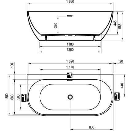 Ravak XC00100024 - Vaňa FREEDOM 166x80 cm akrylát/lesklá biela