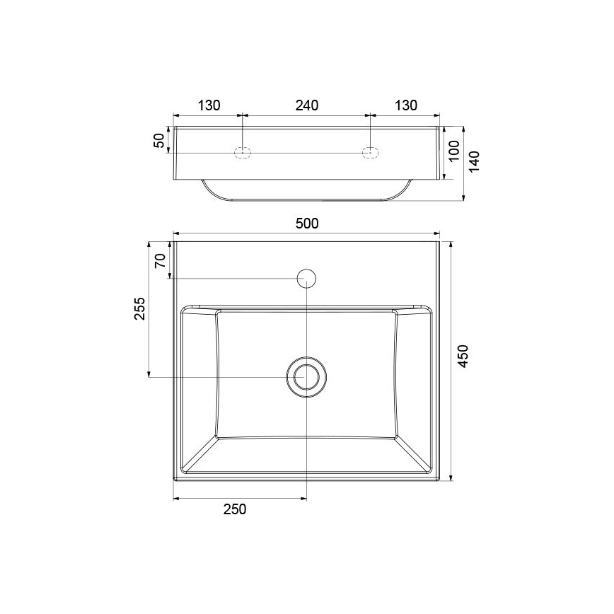 Ravak XJO01250000 - Závesné umývadlo NATURAL 50x45 cm liaty mramor/biela