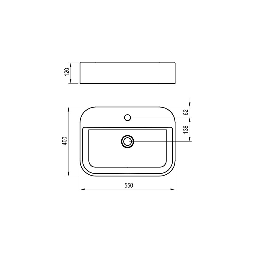 Ravak XJX01155005 - Umývadlo na dosku CERAMIC SLIM 55x40 cm keramika/biela