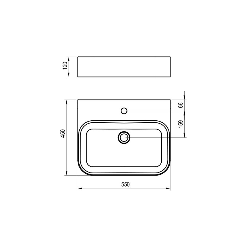 Ravak XJX01155006 - Umývadlo na dosku CERAMIC SLIM 55x45 cm keramika/biela