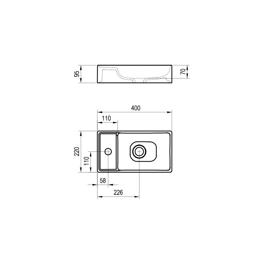 Ravak XJX01240000 - Umývadlo na dosku VEDA SLIM 40x22 cm keramika/biela