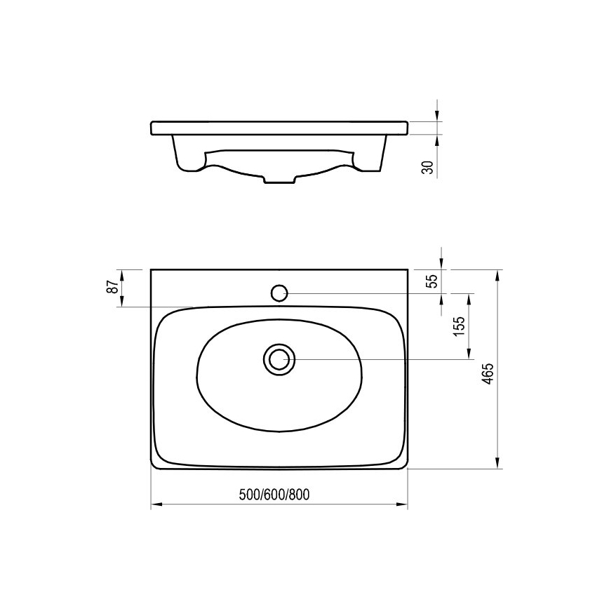 Ravak XJX01250000 - Zapustené umývadlo BALANCE 50x46,5 cm keramika/biela